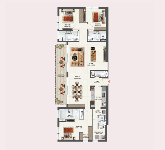 Sunvale 3 bedroom apartment floor plan